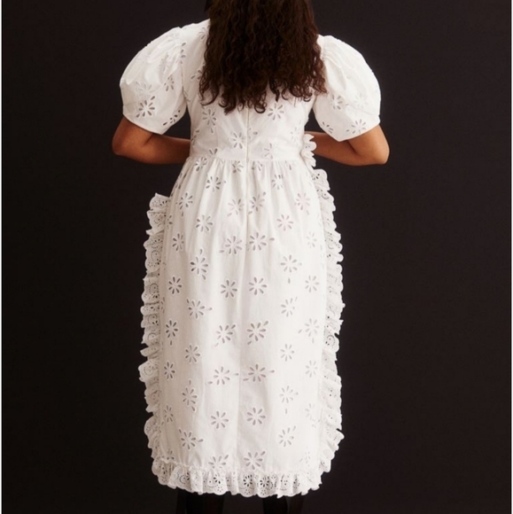 NWT Simone Rocha × H&M Eylet white dress with puff sleeves Cinch Waist - Picture 5 of 16